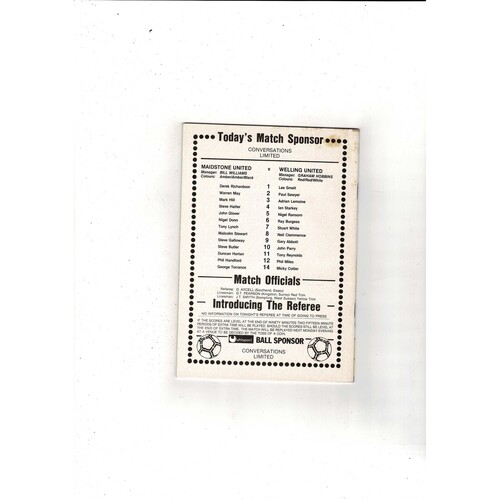Maidstone United v Welling United FA Cup Football Programme 1986/87