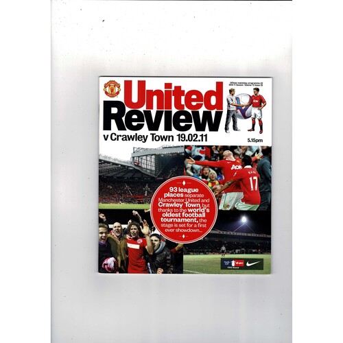 Manchester United v Crawley Town FA Cup Football Programme 2010/11