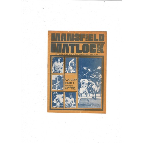 Mansfield Town v Matlock Town FA Cup Football Programme 1976/77