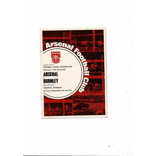 1969/70 Arsenal v Burnley Football Programme