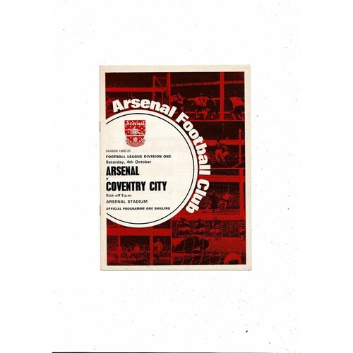 1969/70 Arsenal v Coventry City Football Programme