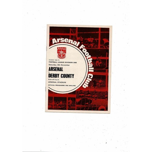 1969/70 Arsenal v Derby County Football Programme