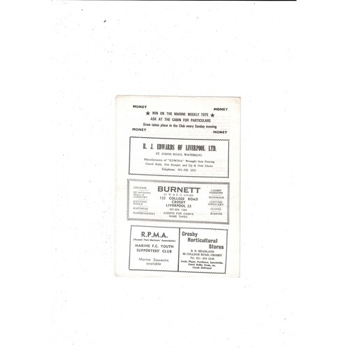 Marine v Barnsley FA Cup Football Programme 1975/76