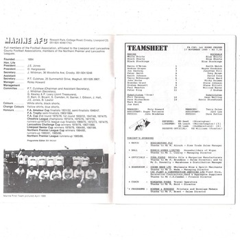 Marine v Rochdale FA Cup Football Programme 1989/90