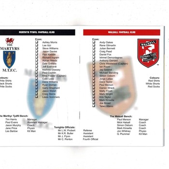 Merthyr Tydfil v Walsall FA Cup Football Programme 2005/06