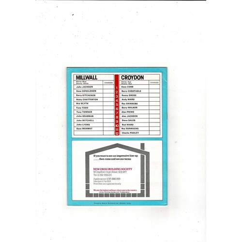 Millwall v Croydon 2nd Round Replay FA Cup Football Programme 1979/80