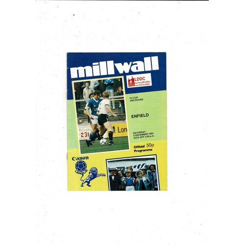 Millwall v Enfield FA Cup Football Programme 1984/85