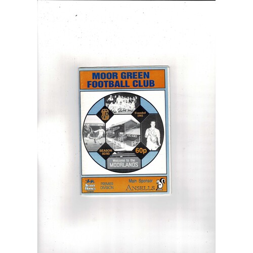 Moor Green v VS Rugby FA Cup Football Programme 1992/93