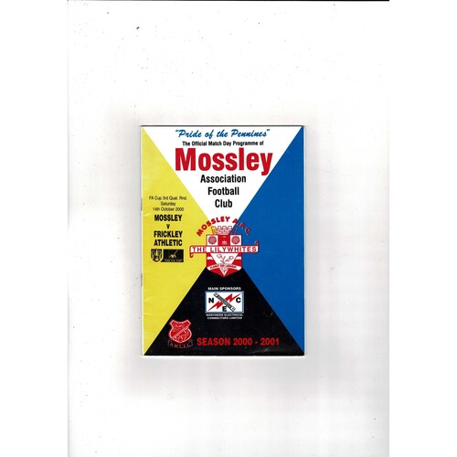 Mossley v Frickley Athletic FA Cup Football Programme 2000/01