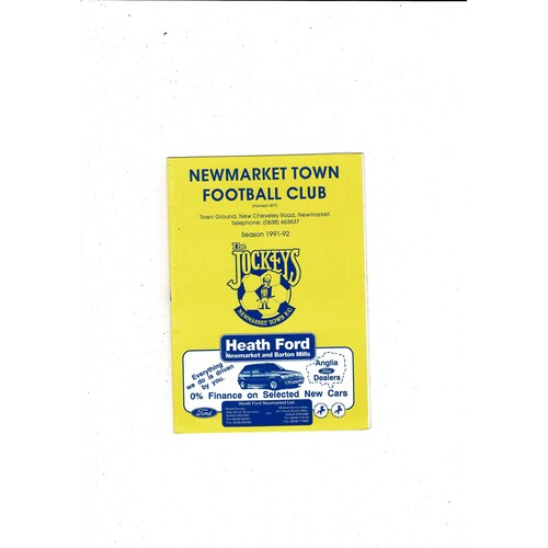 Newmarket Town v Biggleswade FA Cup Football Programme 1991/92