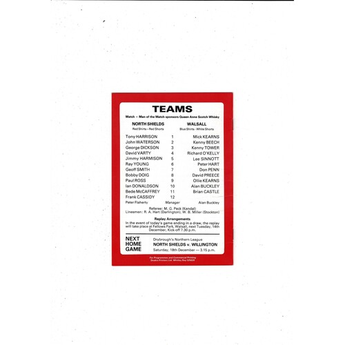 North Shields v Walsall FA Cup Football Programme 1982/83