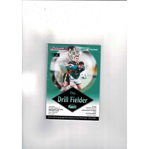 Northwich Victoria v Leyton Orient FA Cup Football Programme 2000/01