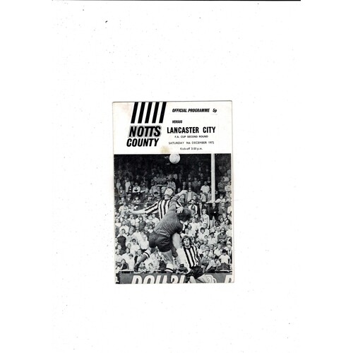 Notts County v Lancaster City FA Cup Football Programme 1972/73