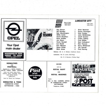 Notts County v Lancaster City FA Cup Football Programme 1972/73