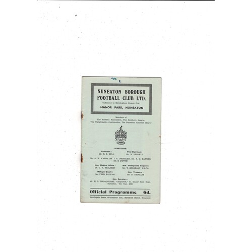 Nuneaton Borough v Lockheed FA Cup Football Programme 1962/63