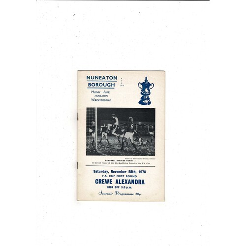 Nuneaton Borough v Crewe Alexandra FA Cup Football Programme 1978/79