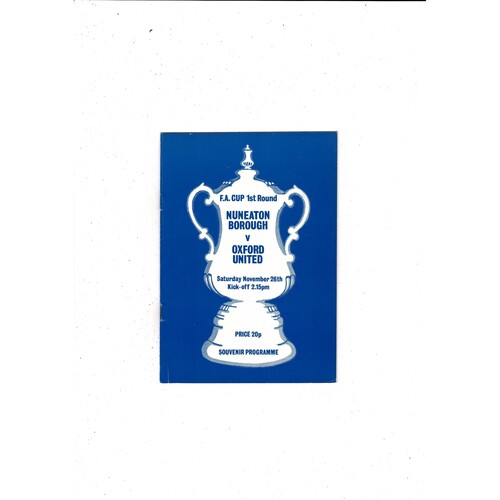 Nuneaton Borough v Oxford United FA Cup Football Programme 1978/79