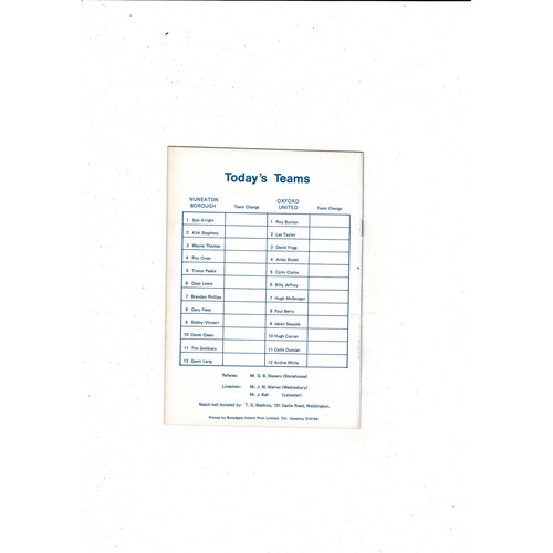 Nuneaton Borough v Oxford United FA Cup Football Programme 1978/79
