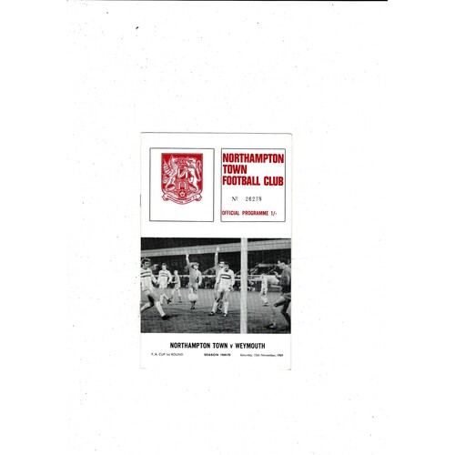 Northampton Town v Weymouth FA Cup Football Programme 1969/70