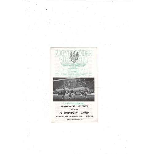 Northwich Victoria v Peterborough United FA Cup Football Programme 1976/77 Dec 14th