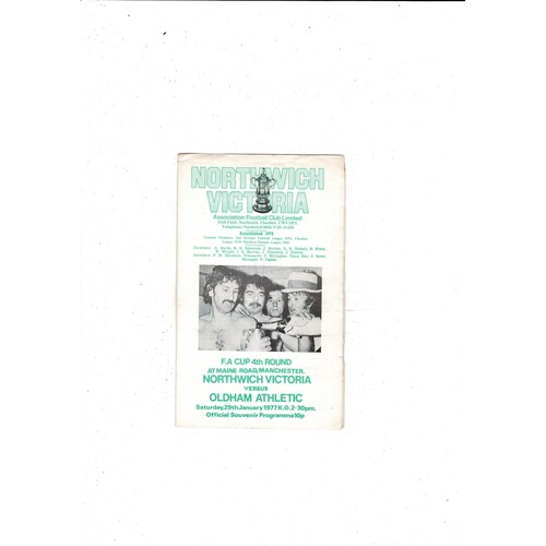 Northwich Victoria v Oldham Athletic FA Cup Football Programme 1976/77