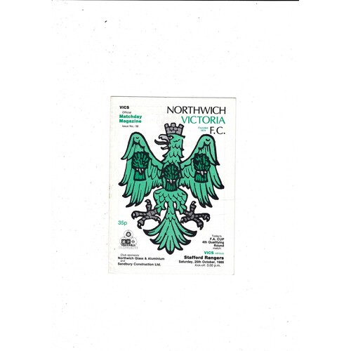 Northwich Victoria v Stafford Rangers FA Cup Football Programme 1986/87