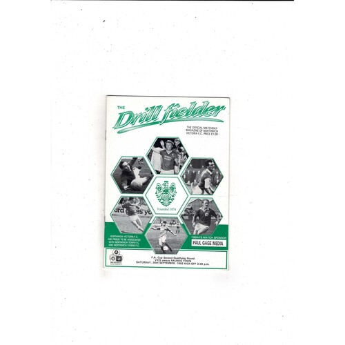 Northwich Victoria v Raunds Town FA Cup Football Programme 1992/93