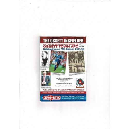 Ossett Town v Glasshoughton Welfare FA Cup Football Programme 2011/12