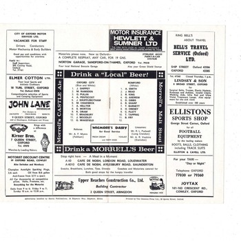 Oxford City v Romford FA Cup Football Programme 1968/69