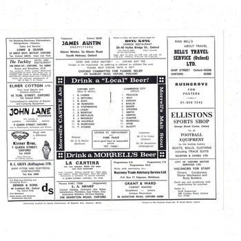 Oxford City v Cambridge City FA Cup Football Programme 1970/71