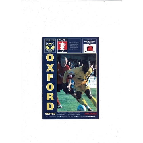 Oxford United v Eastbourne Borough Replay FA Cup Football Programme 2005/06