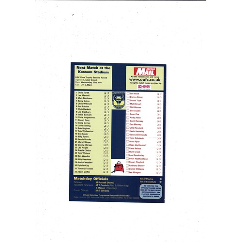 Oxford United v Eastbourne Borough Replay FA Cup Football Programme 2005/06