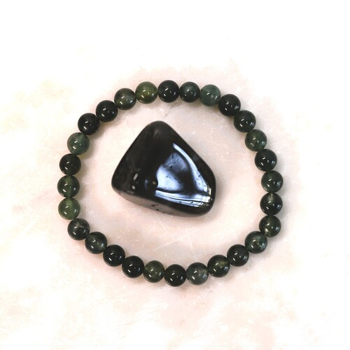 Moss Agate Beaded Bracelet