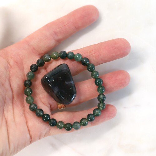 Moss Agate Beaded Bracelet