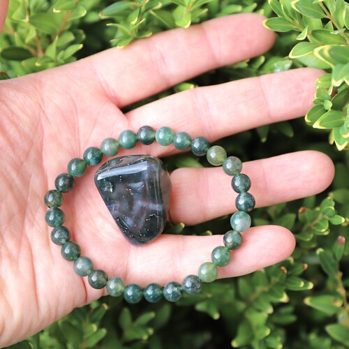 Moss Agate Beaded Bracelet