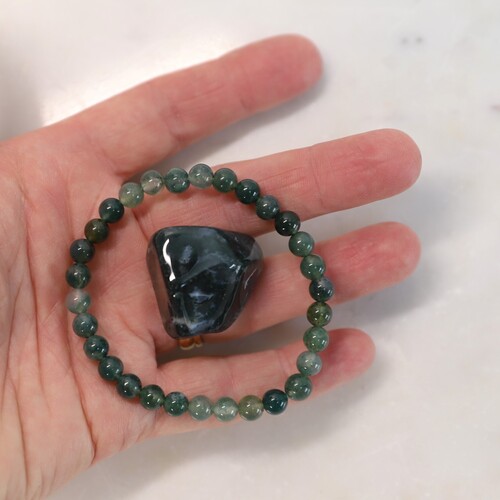Moss Agate Beaded Bracelet