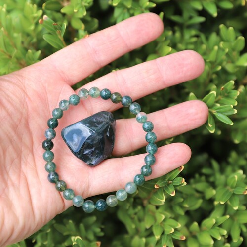 Moss Agate Beaded Bracelet