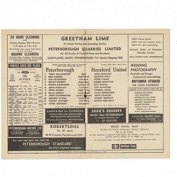Peterborough United v Hereford United FA Cup Football Programme 1966/67