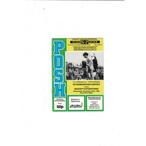 Peterborough United v Bishop's Stortford FA Cup Replay Football Programme 1985/86
