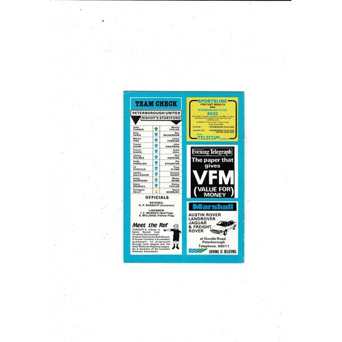 Peterborough United v Bishop's Stortford FA Cup Replay Football Programme 1985/86