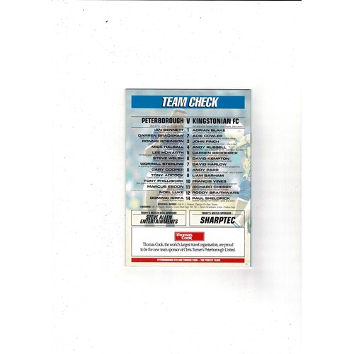 Peterborough United v Kingstonian FA Cup Football Programme 1992/93