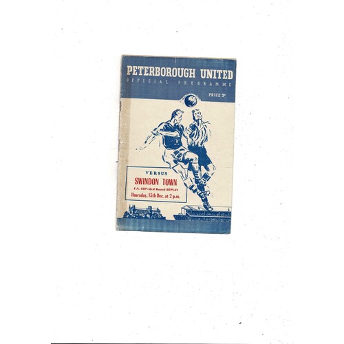 Peterborough United v Swindon Town FA Cup Replay Football Programme 1955/56