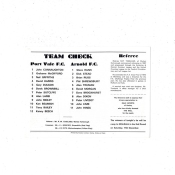 Port Vale v Arnold FA Cup Football Programme 1977/78