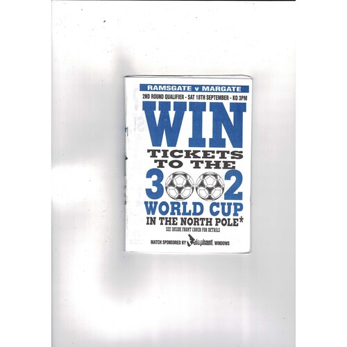 Ramsgate v Margate FA Cup Football Programme 1999/00