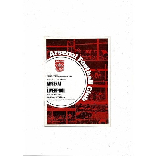 1969/70 Arsenal v Liverpool Football Programme