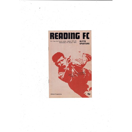 Reading v Blyth Spartans FA Cup Replay Football Programme 1971/72