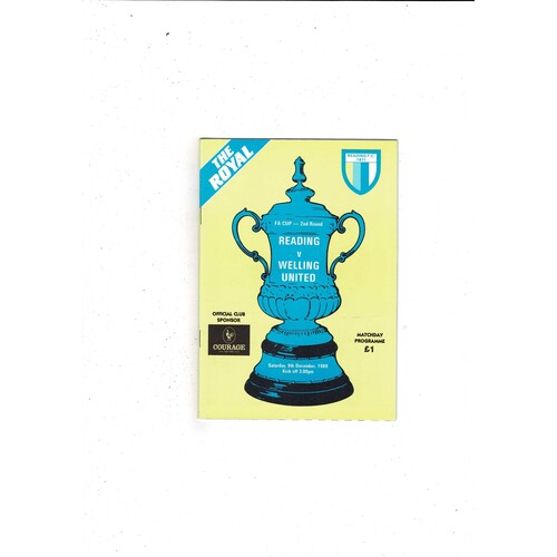 Reading v Welling United FA Cup Football Programme 1989/90