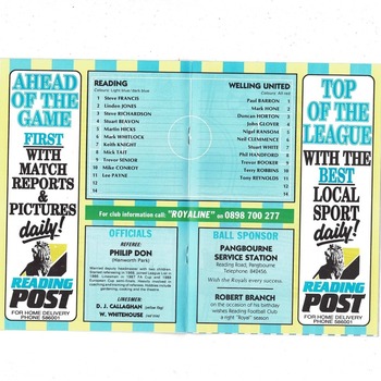Reading v Welling United FA Cup Football Programme 1989/90