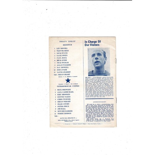 Redditch United v Peterborough United FA Cup Football Programme 1971/72