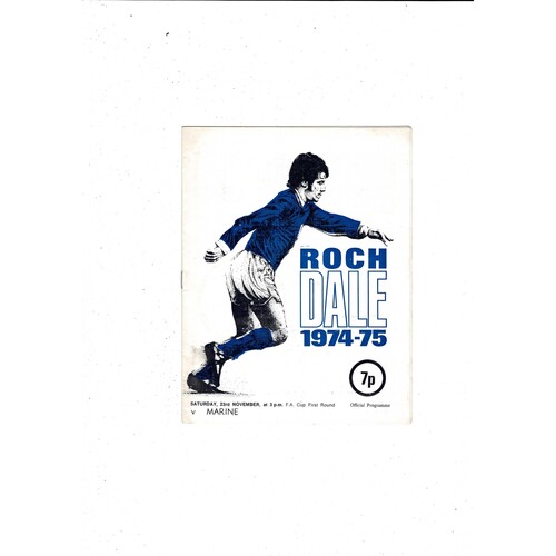 Rochdale v Marine FA Cup Football Programme 1974/75